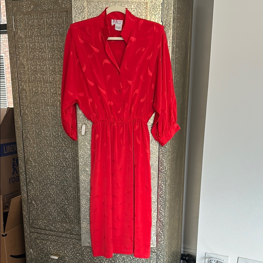 Vintage R&K Originals Red Long Sleeve Dress